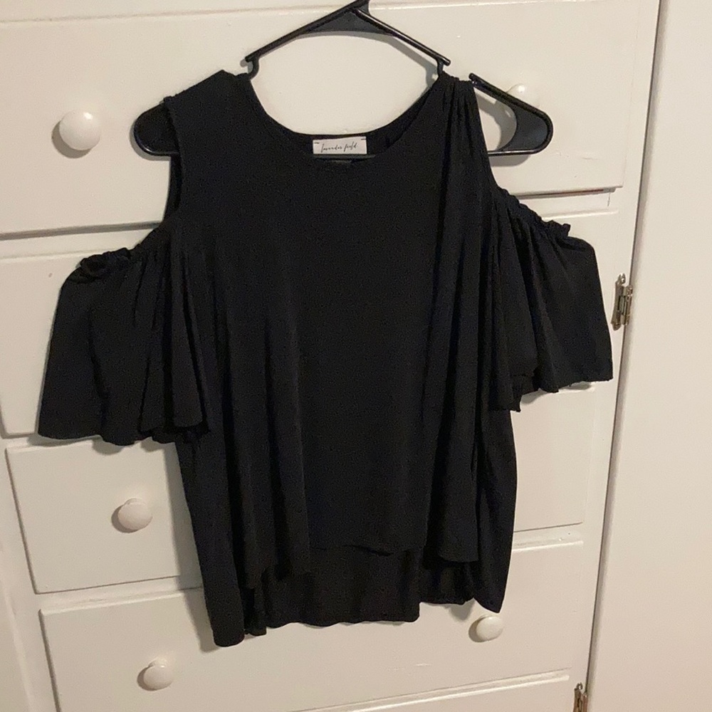 Black cold shoulder top